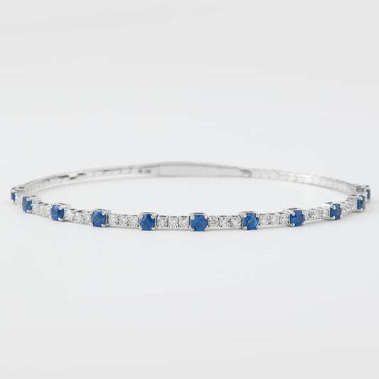 Blue Sapphire Diamond Bangle Bracelet