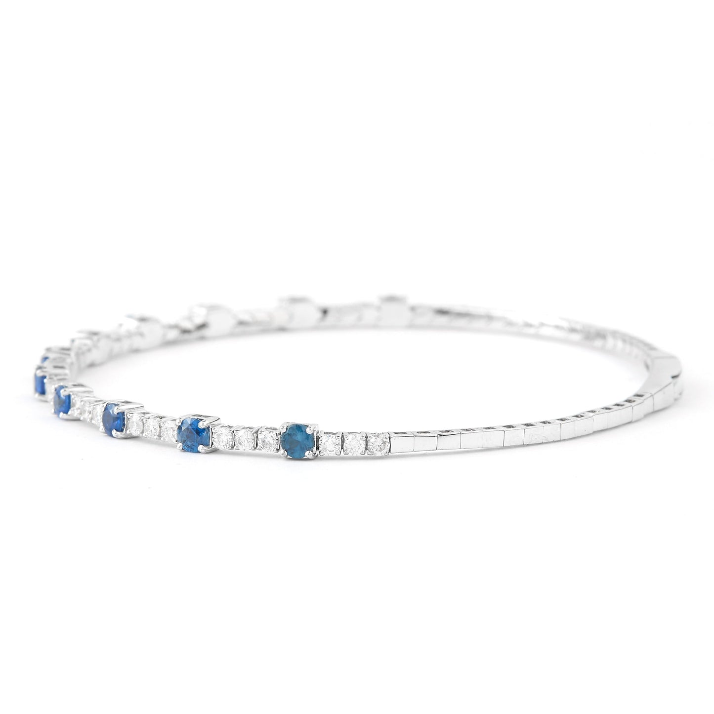 Blue Sapphire Diamond Bangle Bracelet
