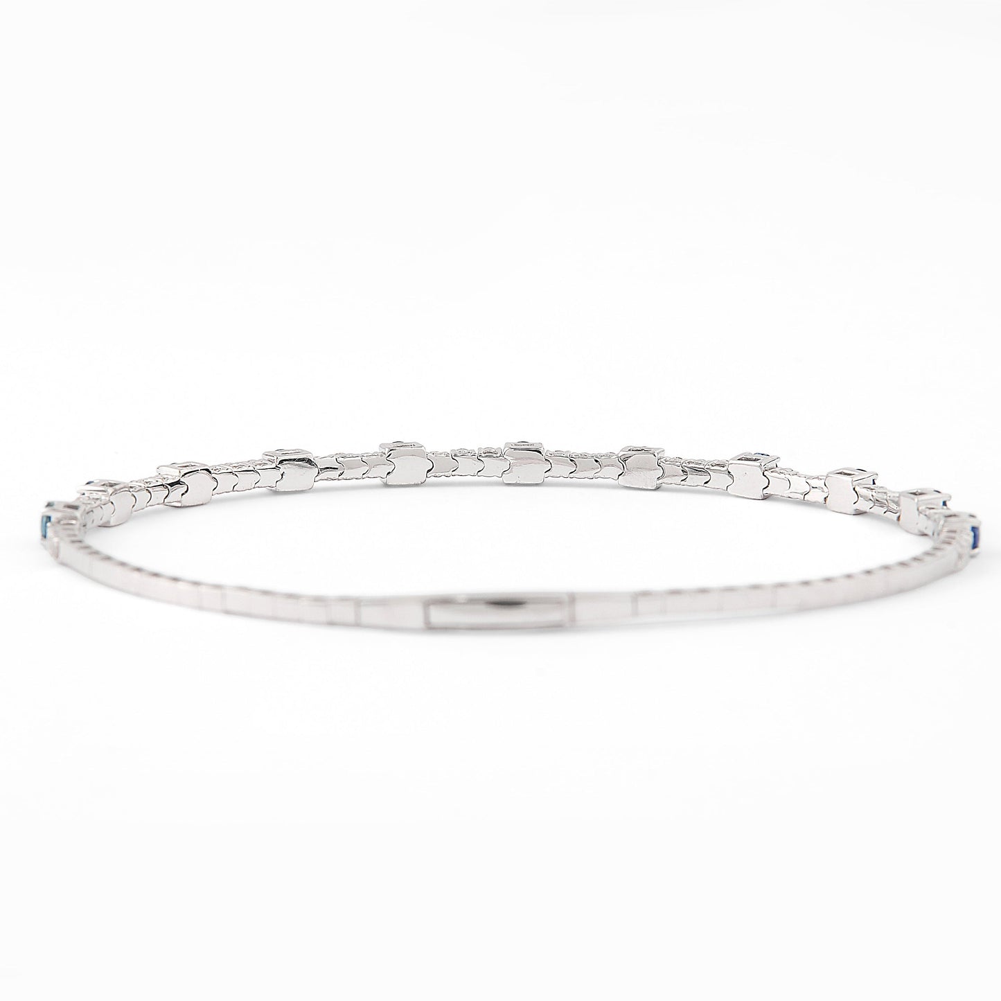 Blue Sapphire Diamond Bangle Bracelet