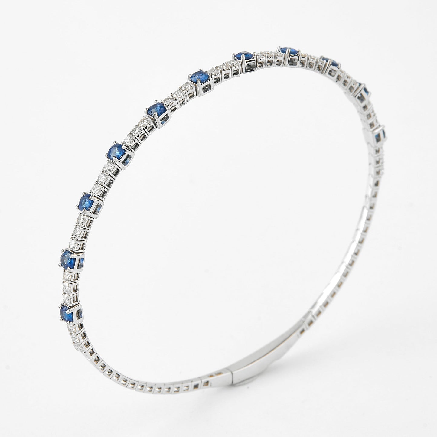 Blue Sapphire Diamond Bangle Bracelet