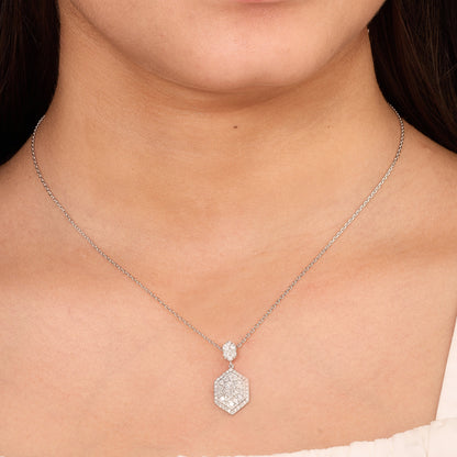 Hexagon Diamond Pendant Necklace