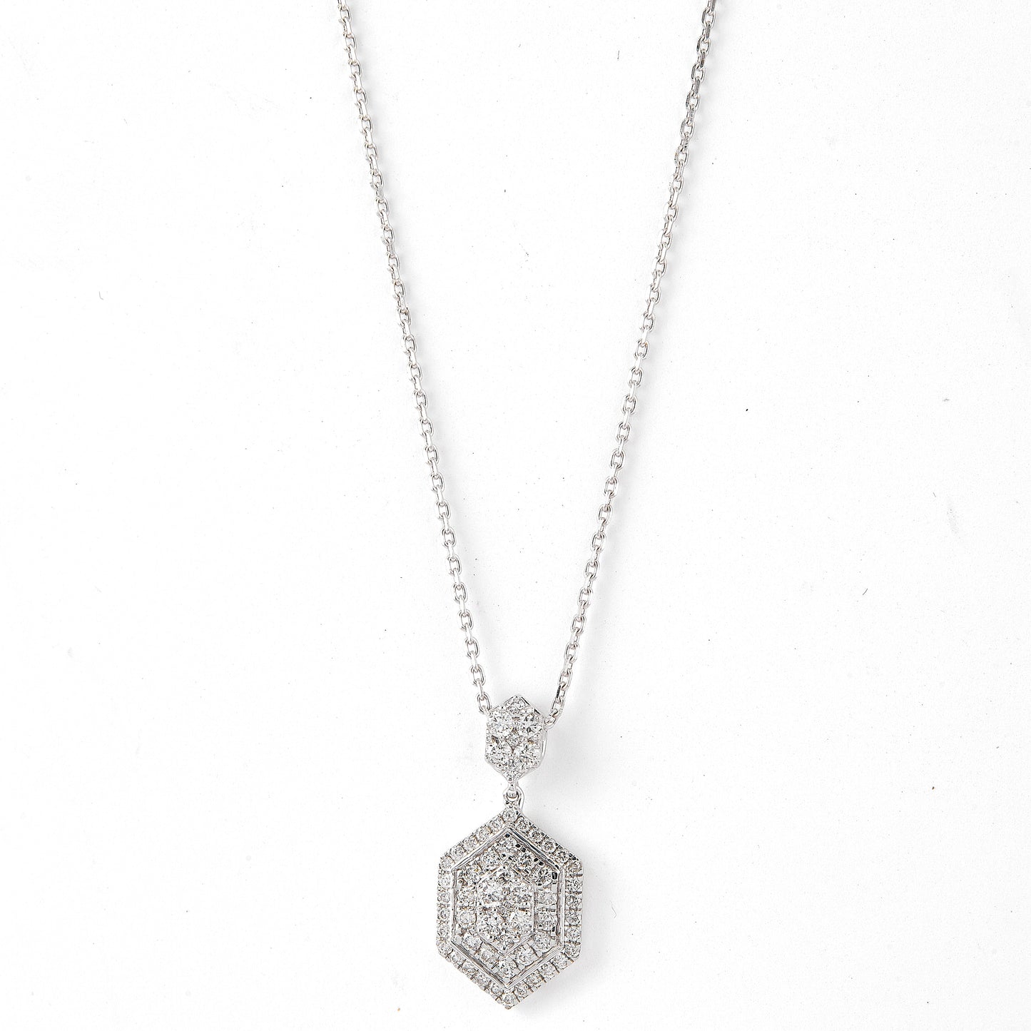 Hexagon Diamond Pendant Necklace