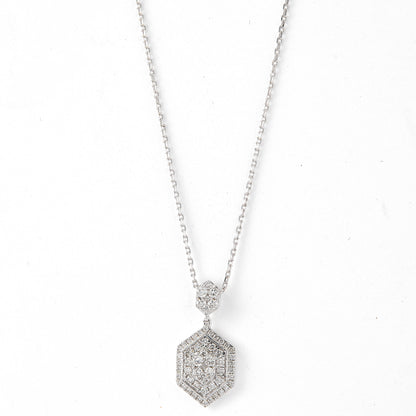 Hexagon Diamond Pendant Necklace
