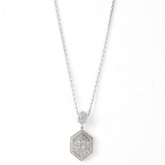 Hexagon Diamond Pendant Necklace