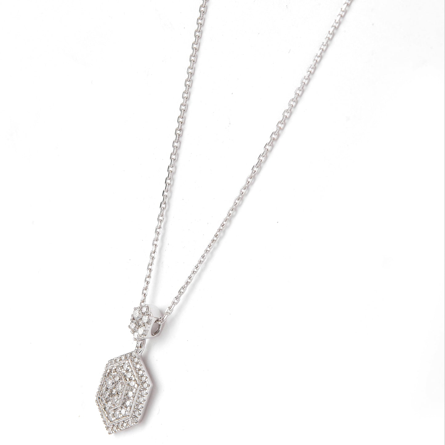 Hexagon Diamond Pendant Necklace
