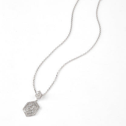 Hexagon Diamond Pendant Necklace