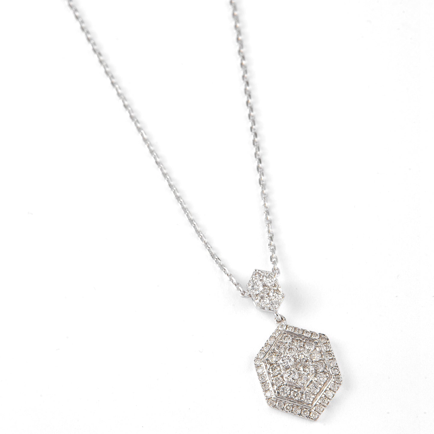 Hexagon Diamond Pendant Necklace