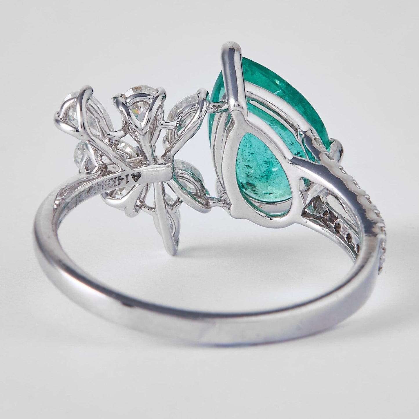 Pear Emerald Diamond Ring