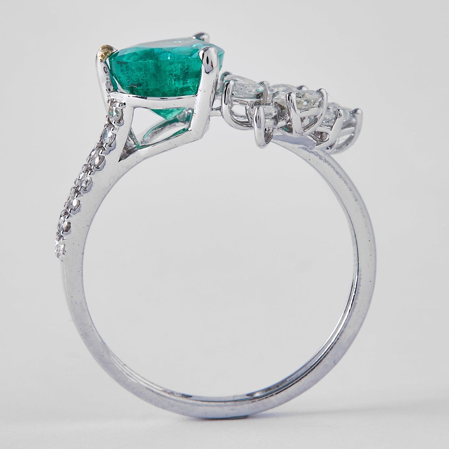 Pear Emerald Diamond Ring