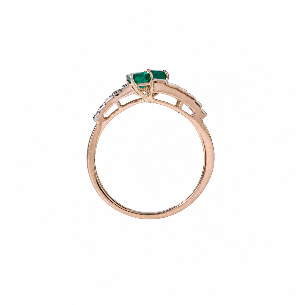 Toi et Moi Emerald Diamond Art Deco Ring