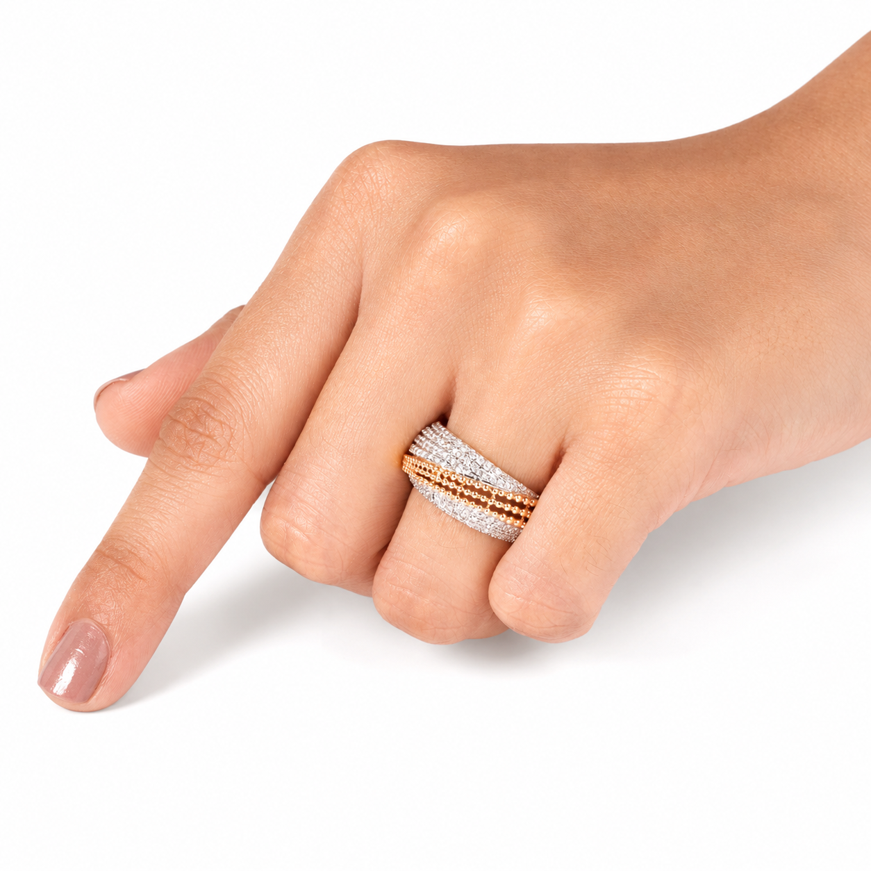 Pave Lattice Natural Diamond Broad Ring - R5093