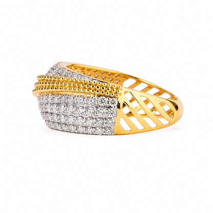 Pave Lattice Natural Diamond Broad Ring - R5093
