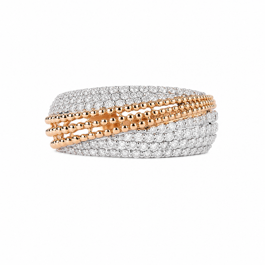 Pave Lattice Natural Diamond Broad Ring - R5093