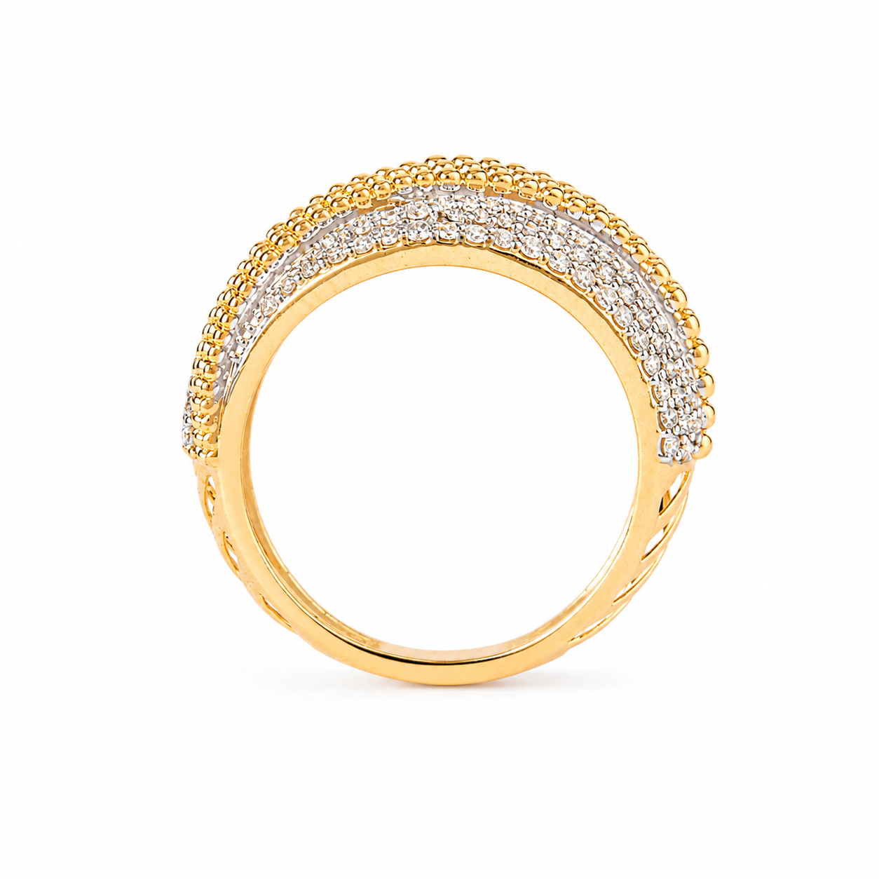 Pave Lattice Natural Diamond Broad Ring - R5093