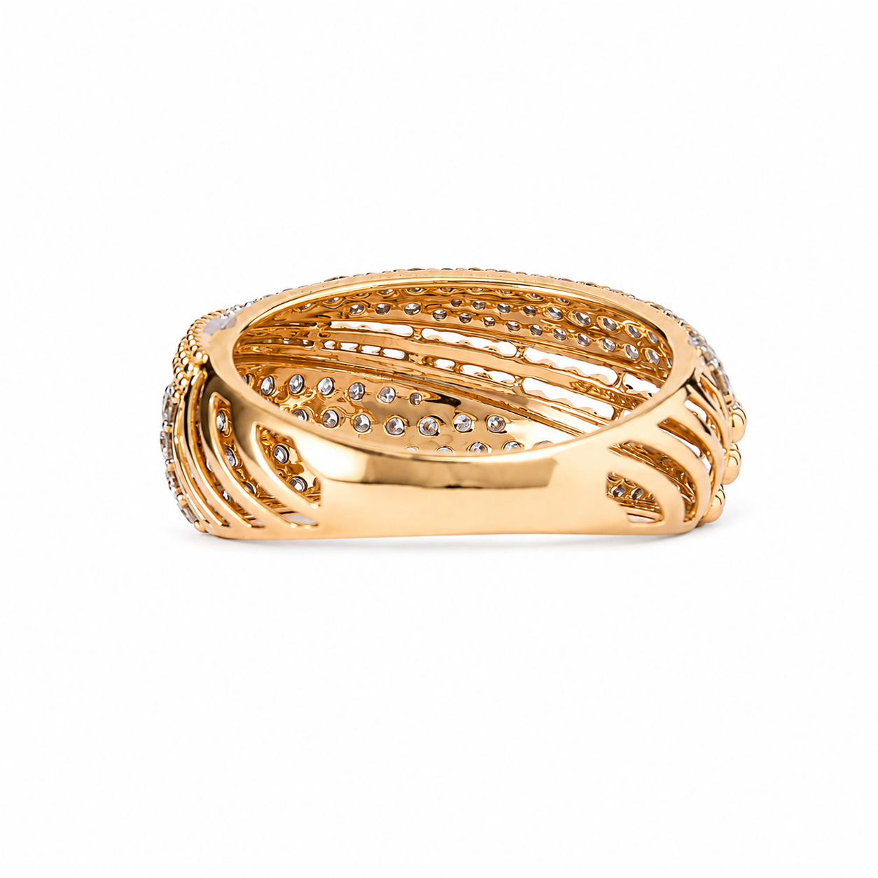 Pave Lattice Natural Diamond Broad Ring - R5093