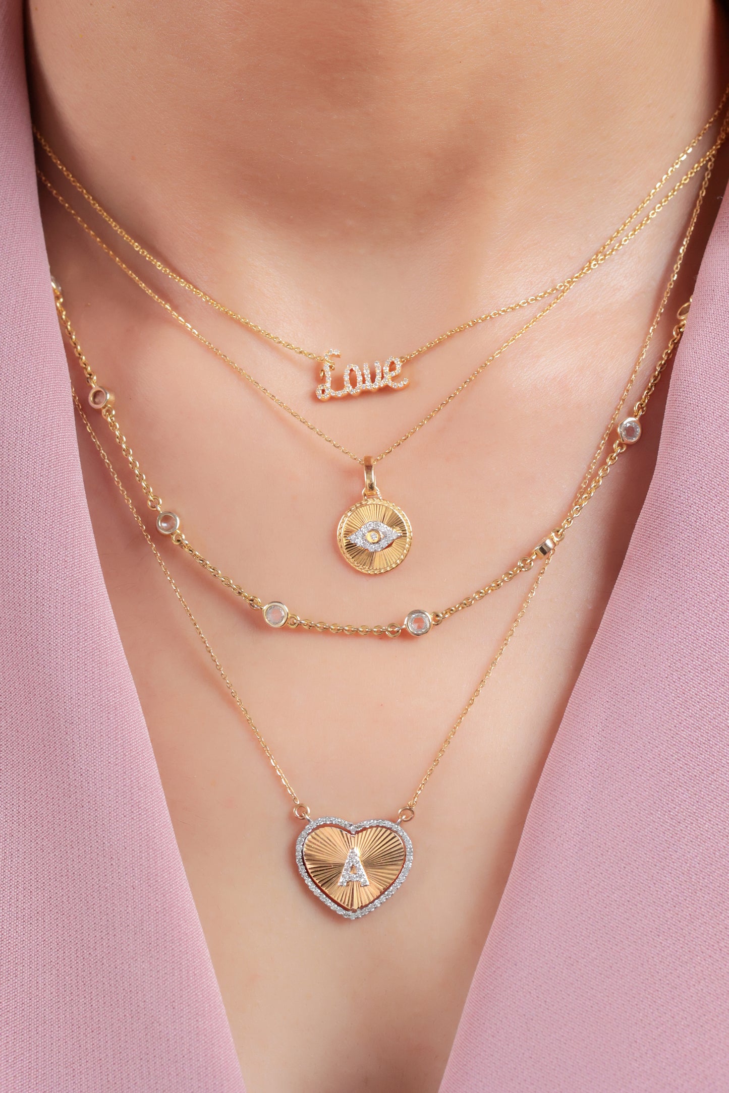 Love Natural Diamond Script Word Necklace — PNDLOVE11