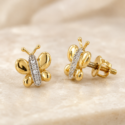Kids Butterfly Diamond Sparkle Studs