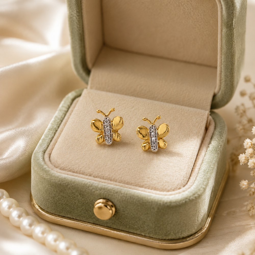 Kids Butterfly Diamond Sparkle Studs