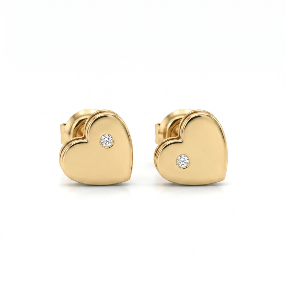 Kids Mini Heart Diamond Earrings