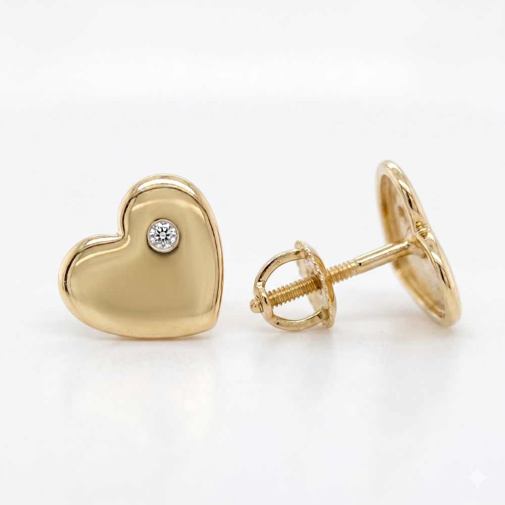 Kids Mini Heart Diamond Earrings