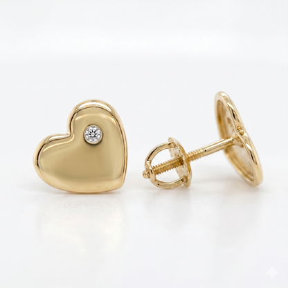 Kids Mini Heart Diamond Earrings