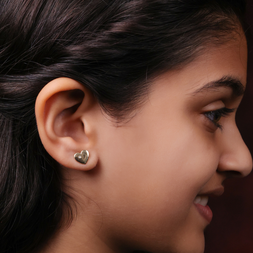 Kids Mini Heart Diamond Earrings