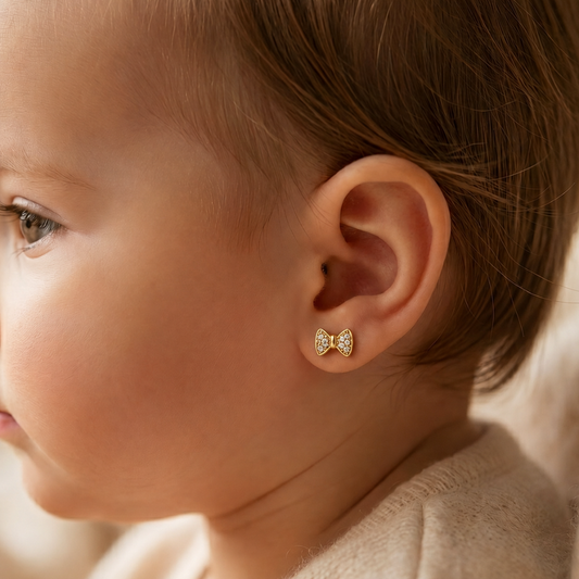 Kids Bow Diamond Stud Earrings