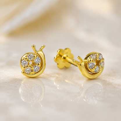 Kids Snail Diamond Stud Earrings