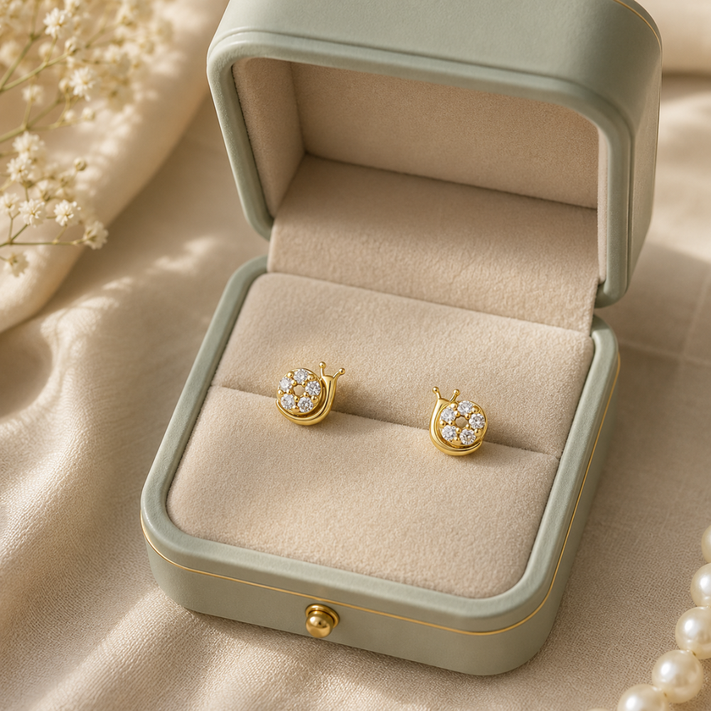 Kids Snail Diamond Stud Earrings