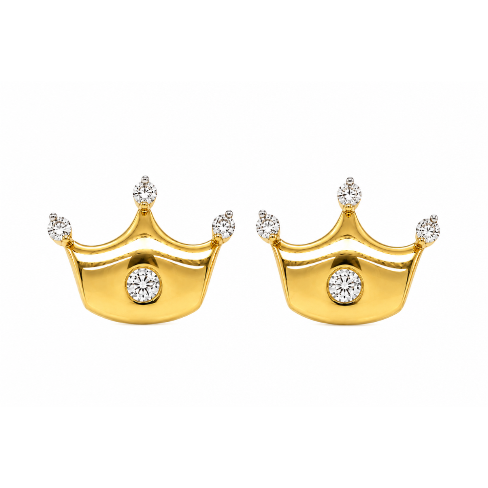 Kids Crown Diamond Stud Earrings