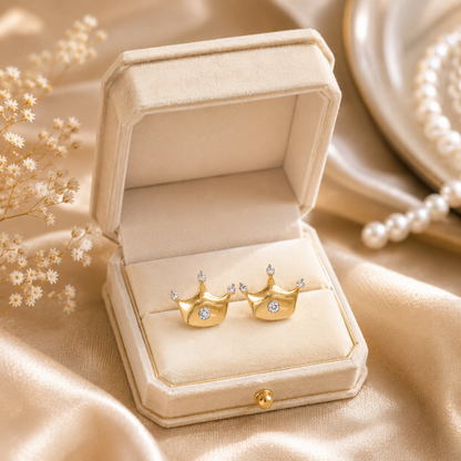 Kids Crown Diamond Stud Earrings