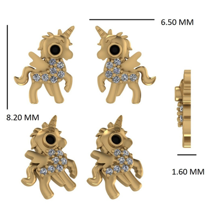 Kids Unicorn Diamond Stud Earrings