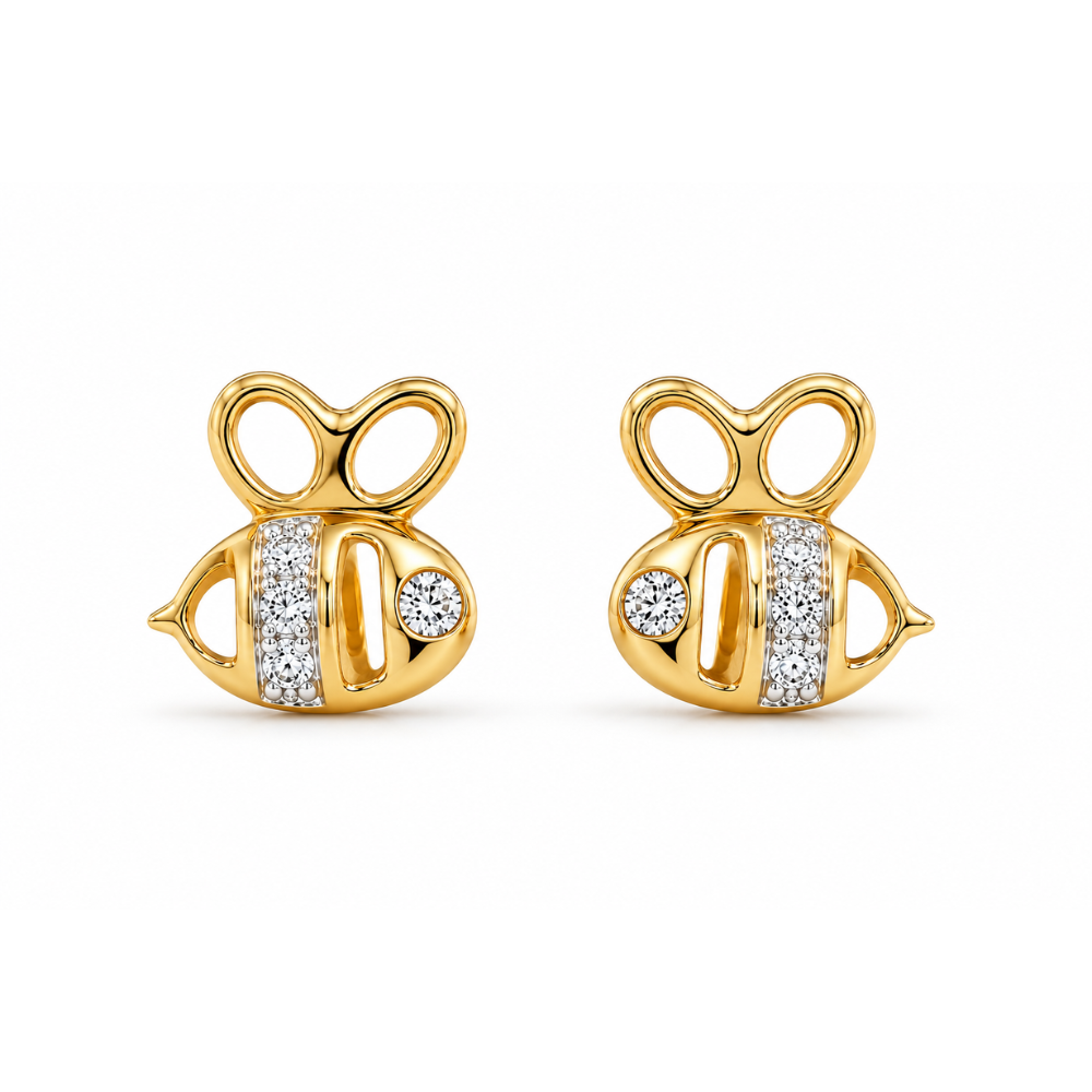 Kids Bee Diamond Stud Earrings