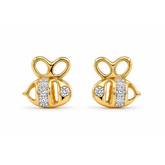 Kids Bee Diamond Stud Earrings