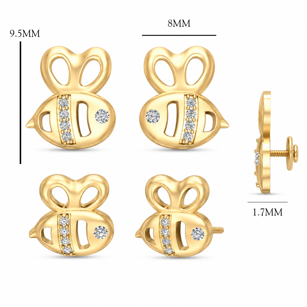 Kids Bee Diamond Stud Earrings
