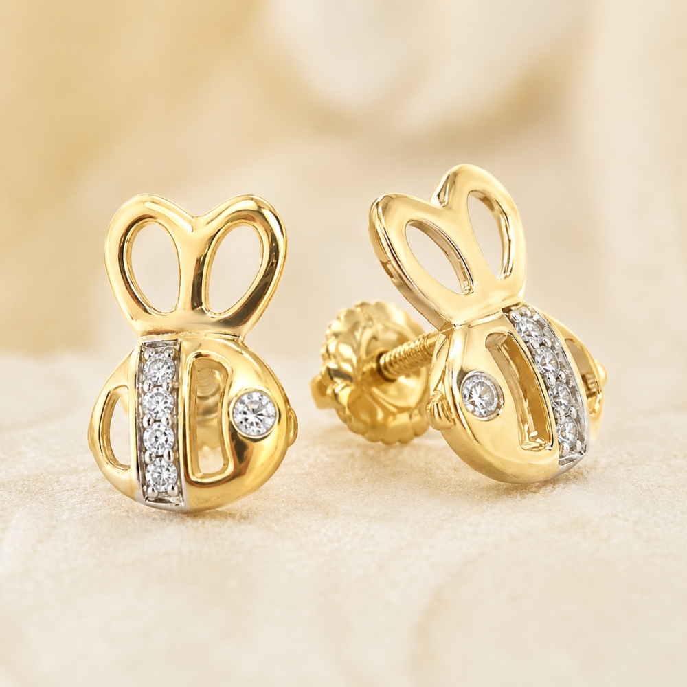 Kids Bee Diamond Stud Earrings