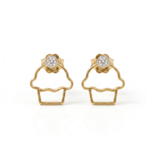 Kids Cupcake Diamond Stud Earrings