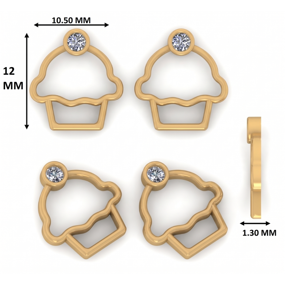 Kids Cupcake Diamond Stud Earrings