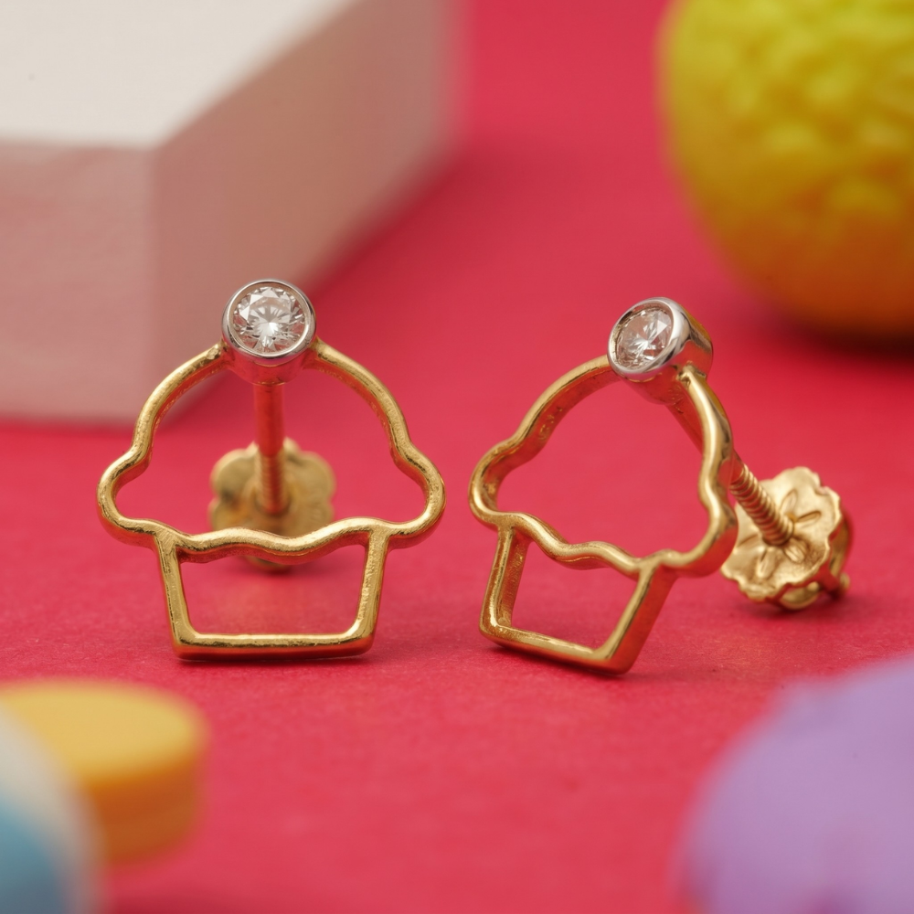 Kids Cupcake Diamond Stud Earrings