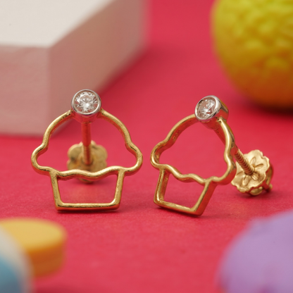 Kids Cupcake Diamond Stud Earrings