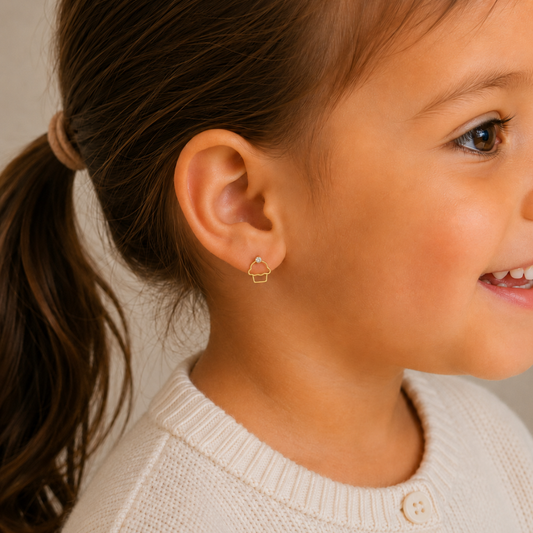 Kids Cupcake Diamond Stud Earrings
