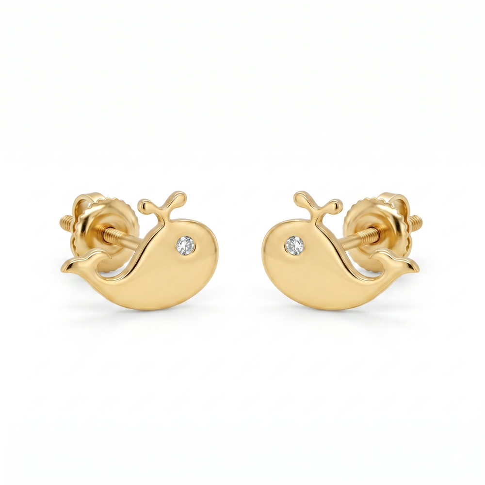 Kids Whale Diamond Stud Earrings