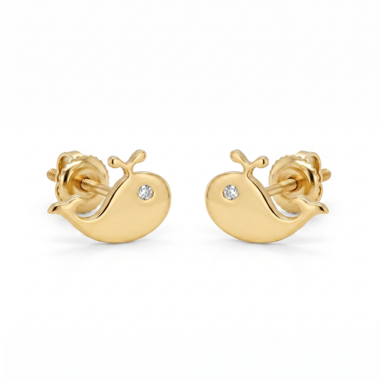 Kids Whale Diamond Stud Earrings