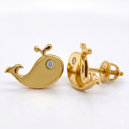 Kids Whale Diamond Stud Earrings