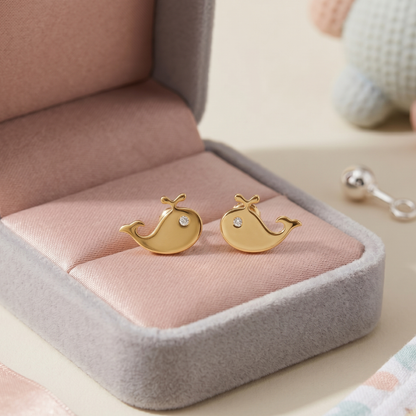 Kids Whale Diamond Stud Earrings