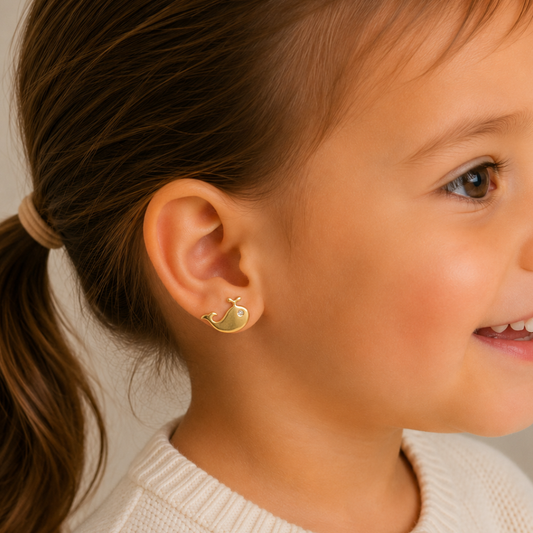 Kids Whale Diamond Stud Earrings