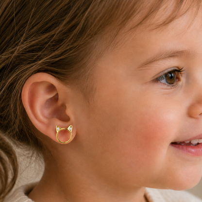 Kids Cat Ear Diamond Stud Earrings