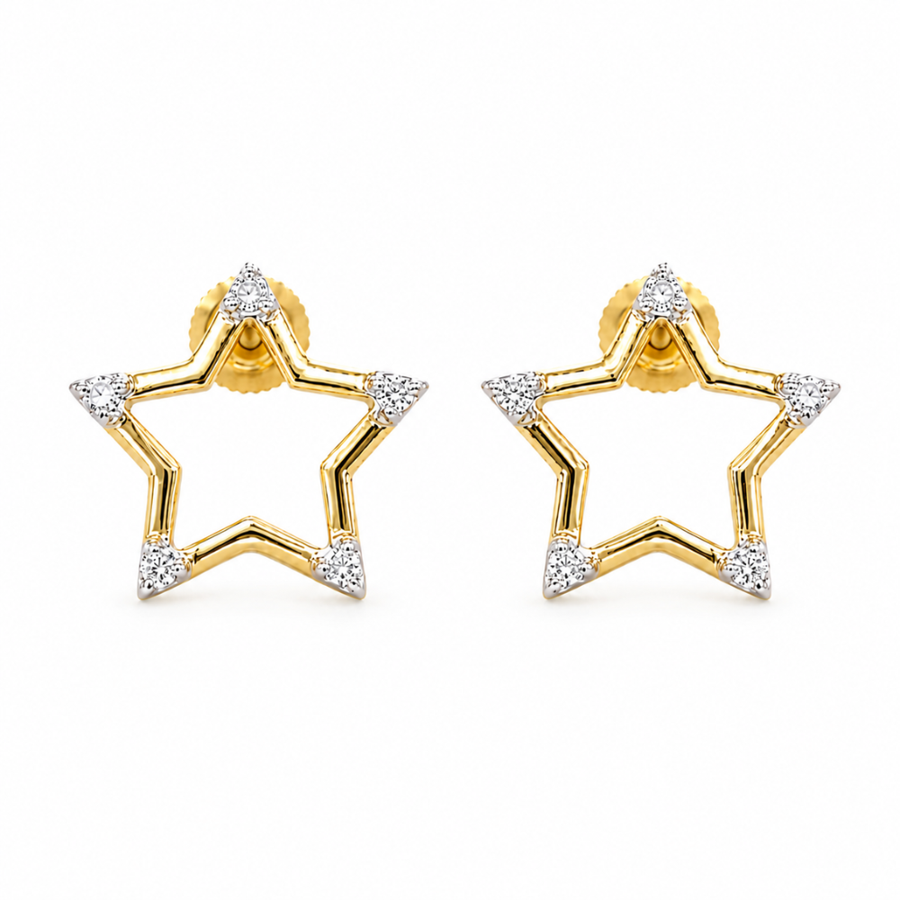 Kids Sparkling Star Diamond Stud Earrings