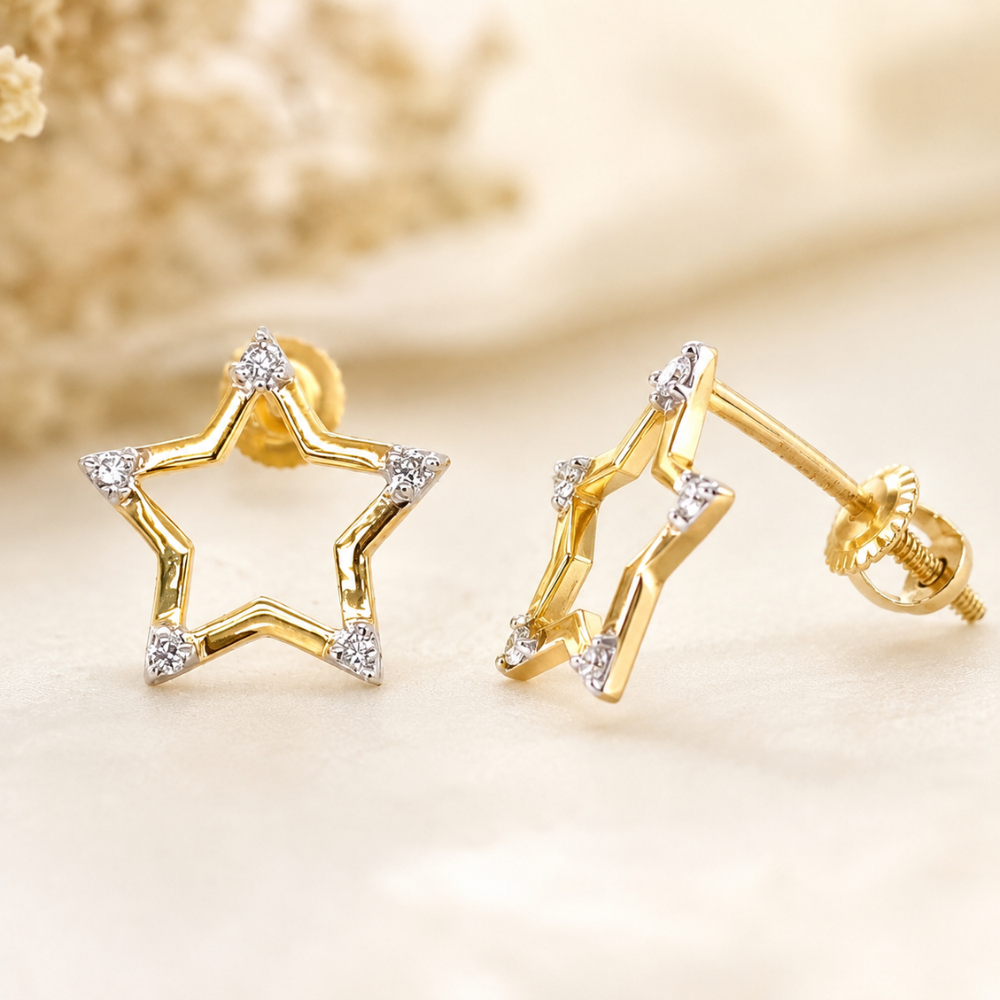 Kids Sparkling Star Diamond Stud Earrings