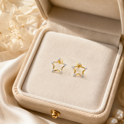 Kids Sparkling Star Diamond Stud Earrings